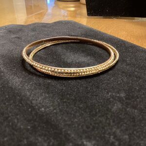 Set of 2 Brasstone Beaded Bangle Bracelets